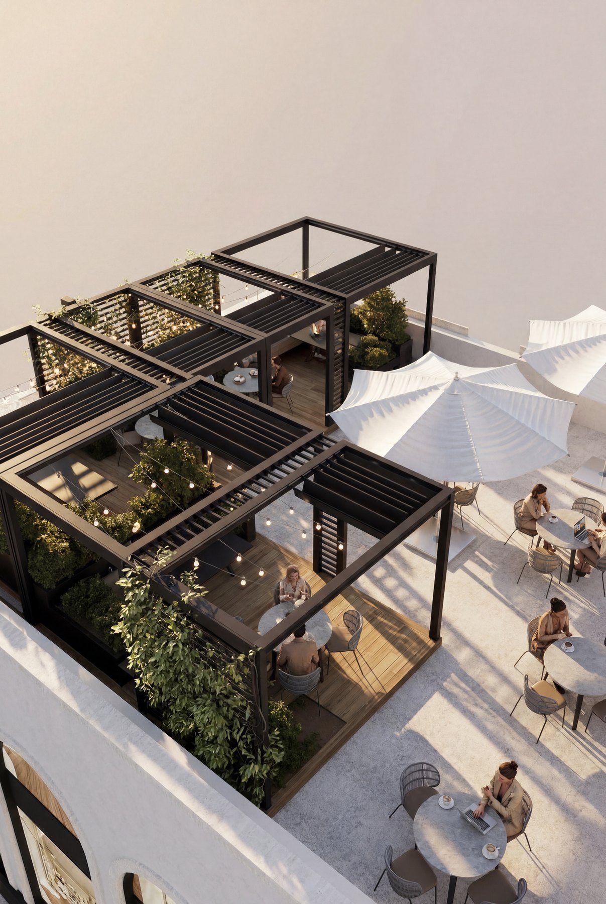 ARC WALK rooftop pergola seating